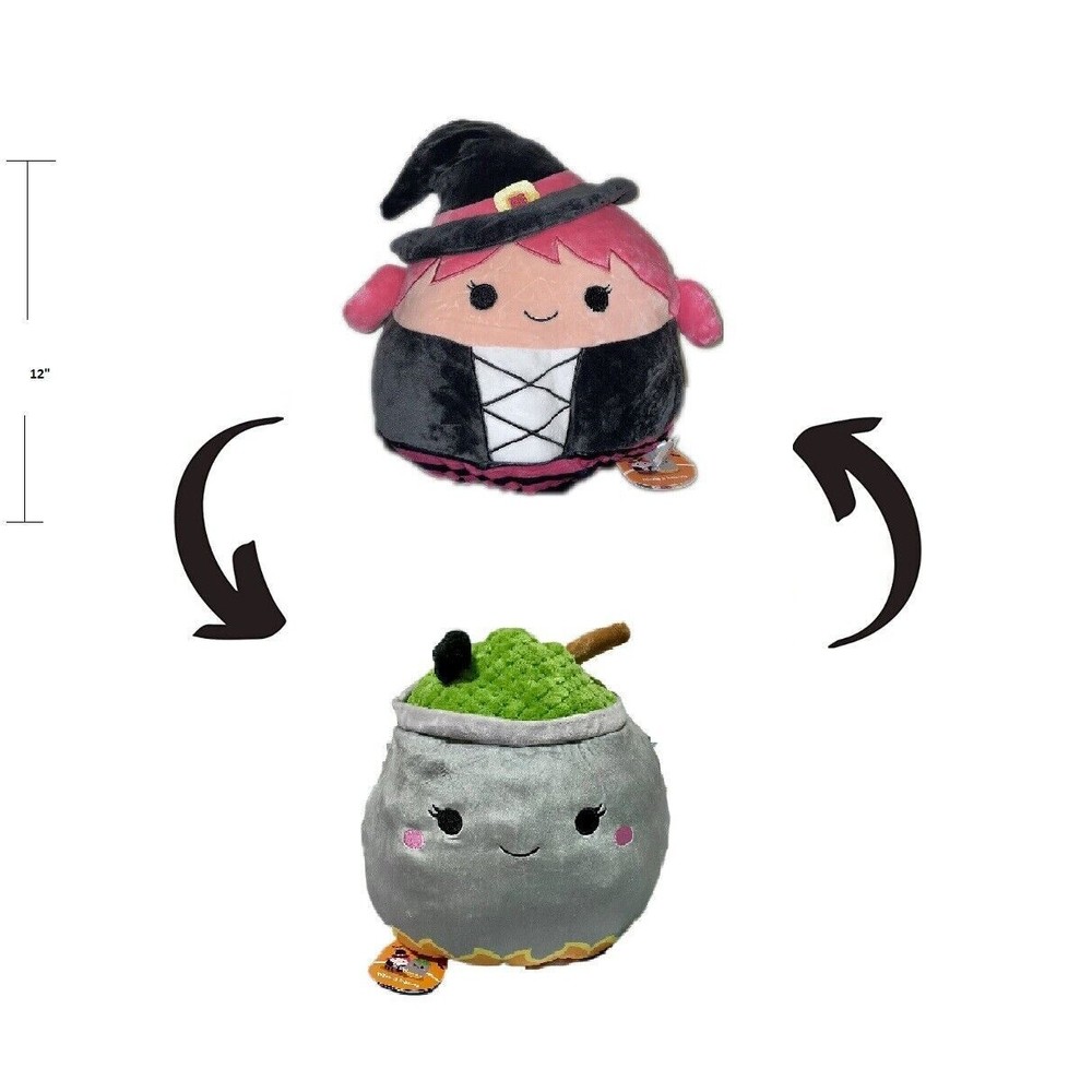 Squishmallow Wexla and Johanna Flip-a-Mallow Halloween 2022 Witch and Cauldron